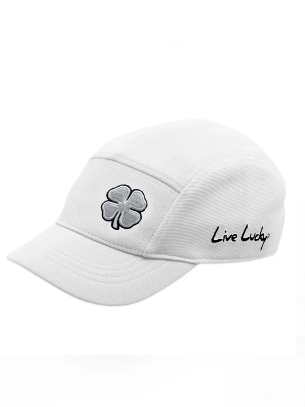 Black Clover Brand White Cap with Black Embroidered Logo